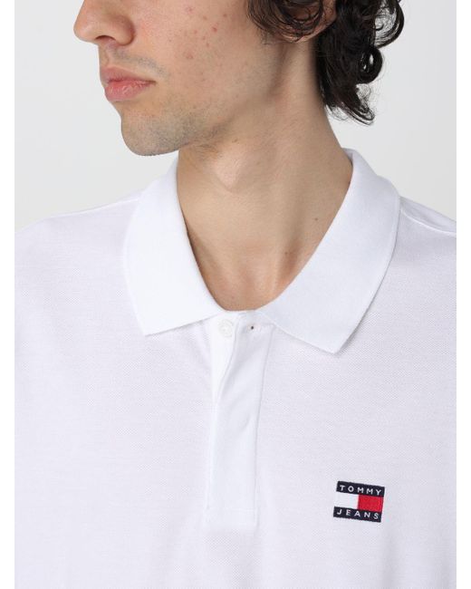 Polo in piquet con logo di Tommy Hilfiger in White da Uomo