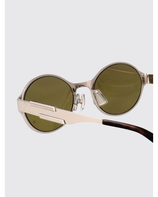 Bottega Veneta Green Vintage Oval Metal Sunglasses With Dark Lenses for men