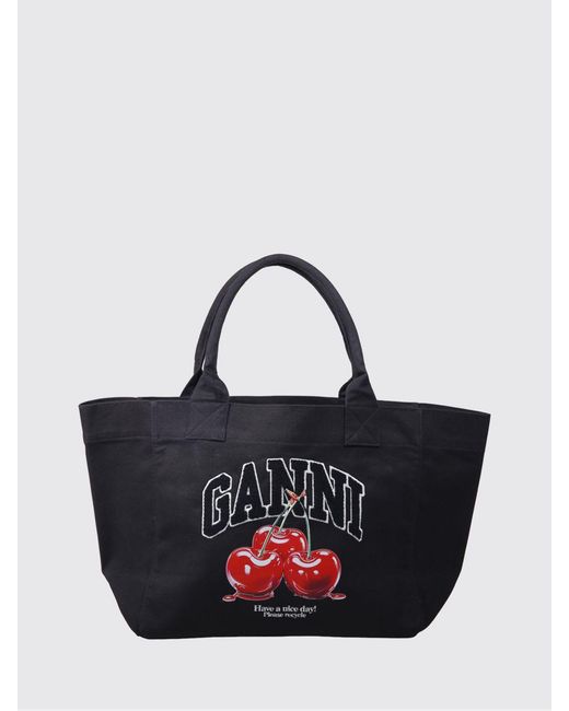 Ganni Blue Printed Tote Handbag