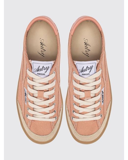 Autry Pink Windscape Cotton Canvas Sneakers
