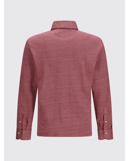 Brunello Cucinelli Red Cotton Polo Shirt for men