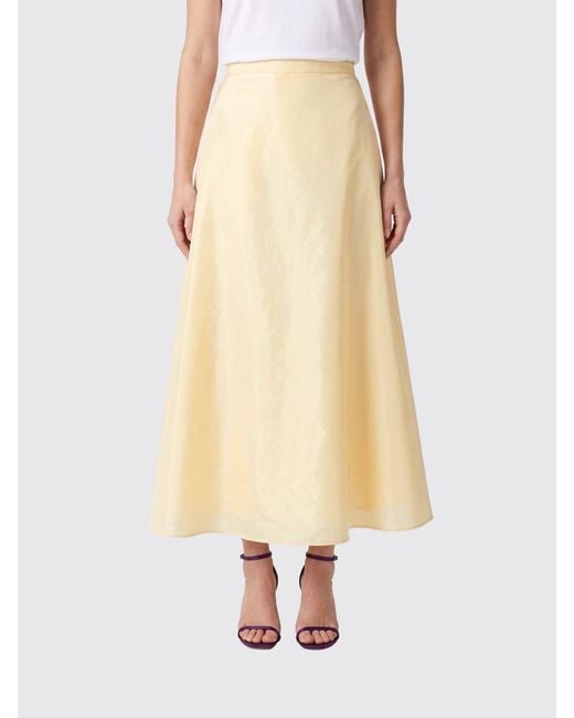 Alberta Ferretti Natural Silk Organza Midi Skirt