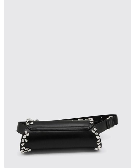 Jil Sander Black Cannolo Leather Bag With Applied Rhinestones