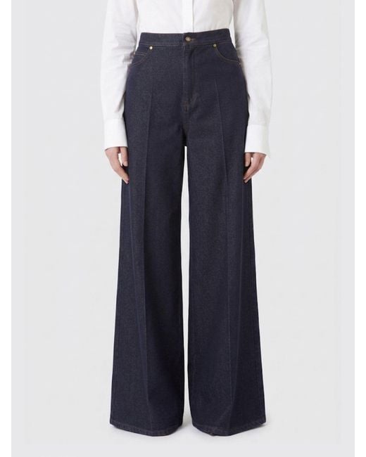 Max Mara Blue High-Waisted Wide Leg Jeans