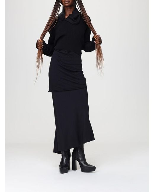 Rick Owens Blue Knitted Midi Skirt