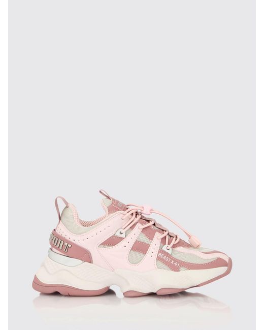 Philipp Plein Pink Runner Beast X-01 Leather And Mesh Sneakers With Drawstring Closure for men