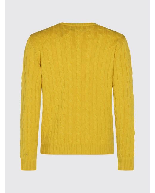 Valentino Garavani Yellow Vlogo Signature Pure Cashmere Crewneck Jumper for men