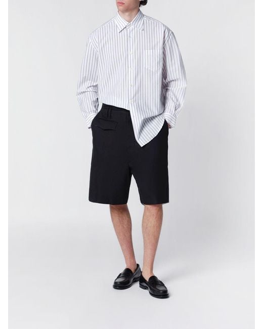 NAMACHEKO Black High-Waisted Tailored Cotton Shorts With Belt Loops for men