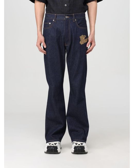 Jeans in denim con logo a contrasto di Off-White c/o Virgil Abloh in Blue da Uomo