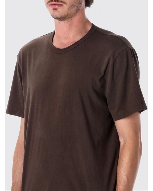 James Perse Black Short-Sleeved Cotton T-Shirt With Crew Neck for men