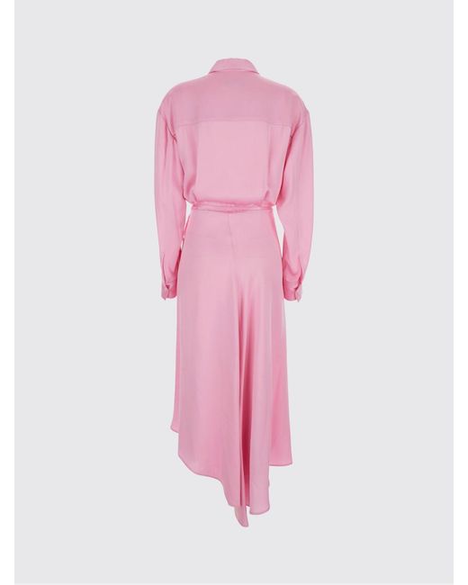 Vestido Camisero Midi Asimétrico En Mezcla De Viscosa MSGM de color Pink