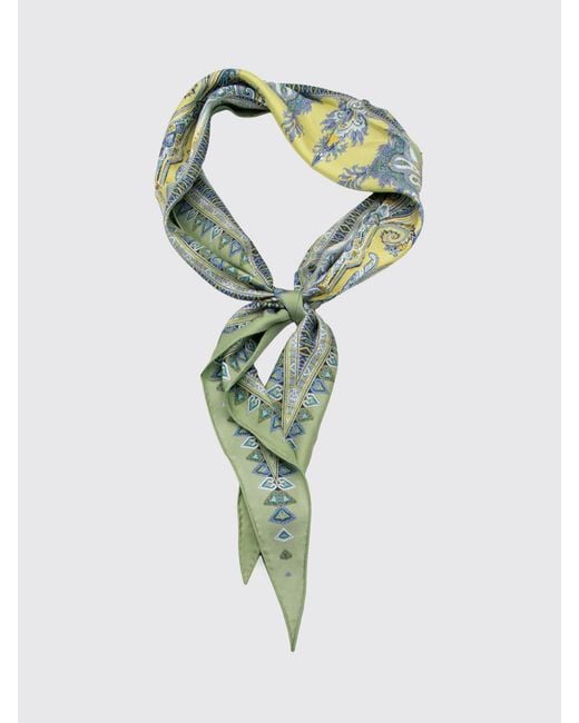 Etro Green Silk Foulard With Paisley Print for men