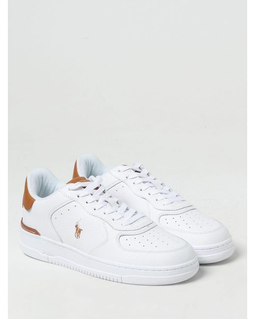Sneakers in pelle a grana di Polo Ralph Lauren in White da Uomo