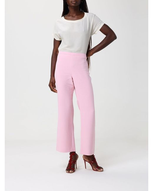 Alberta Ferretti Pink Flared Crêpe Trousers