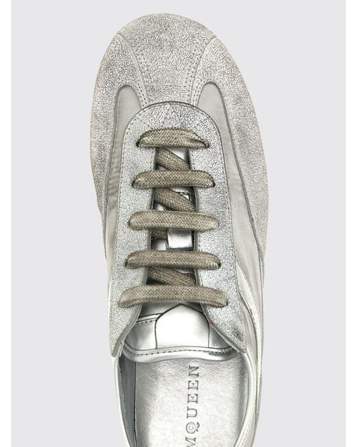 McQueen White Boxe Laminated Leather And Nylon Sneakers