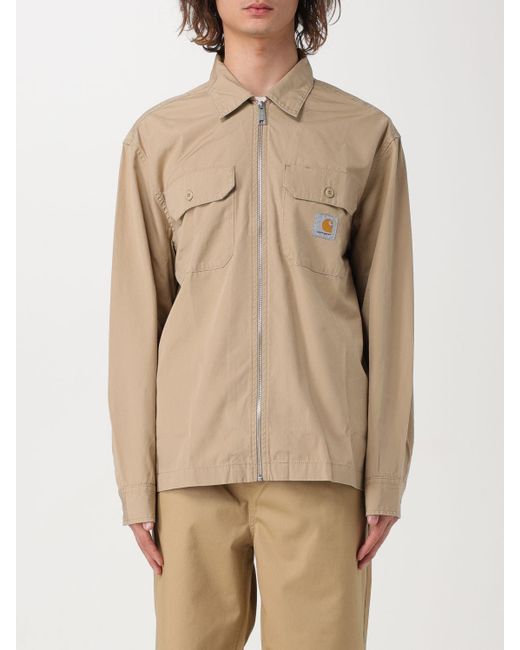 Camicia in cotone con zip di Carhartt in Natural da Uomo
