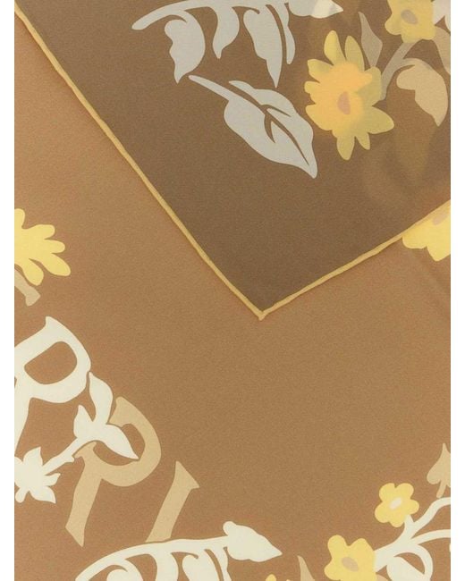 Burberry Natural Silk Scarf With Floral Print