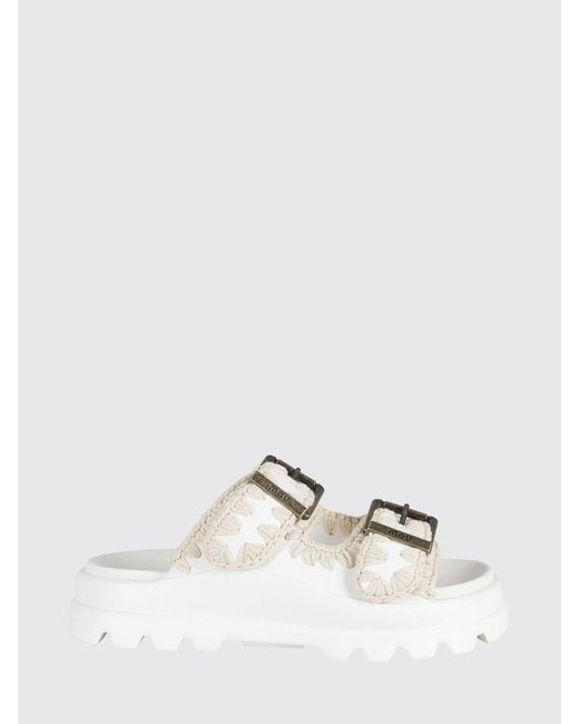 Mou White Eva Sandals With Contrast Stitching