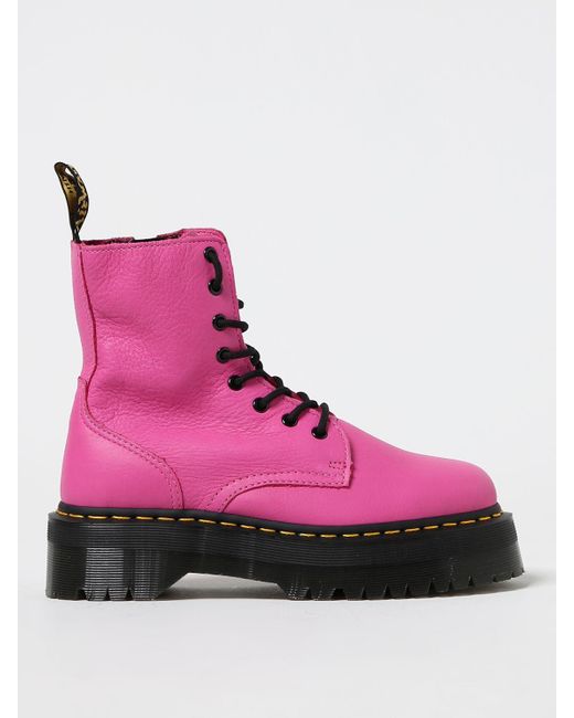 Dr. Martens Pink Flat Ankle Boots