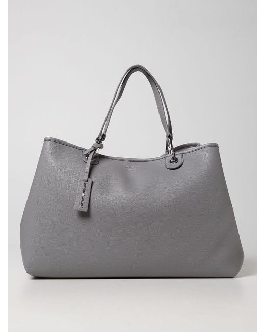Emporio Armani Gray Bag In Textured Synthetic Leather