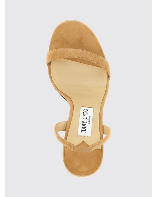 Jimmy Choo Natural Jenn Suede Slingback Sandals With A Round Toe And Stiletto Heel