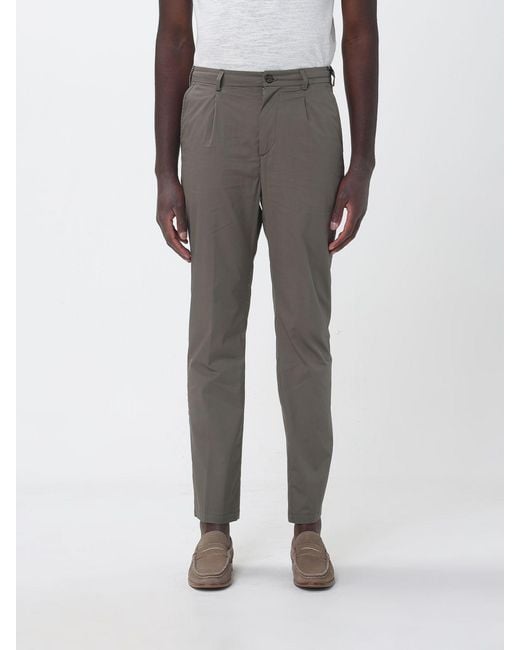 Brooksfield Gray Cotton Gabardine Chino Trousers for men
