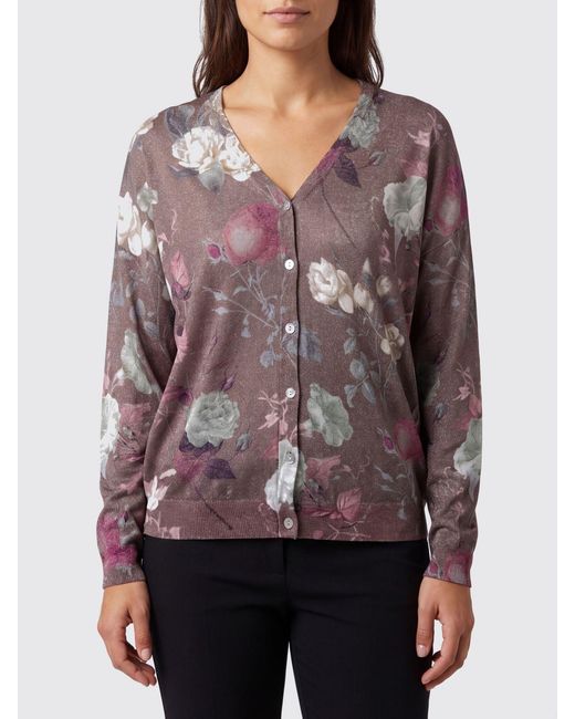 In bed with You Purple Floral Linen And Viscose Cardigan