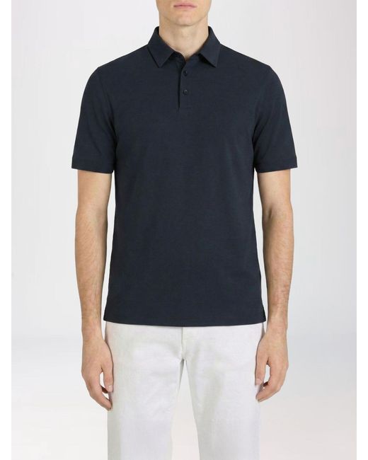 Zanone Blue Basic Cotton Polo Shirt for men