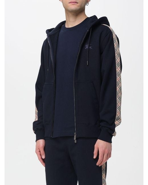 Burberry Blue Cotton Sweatshirt With Logo for men