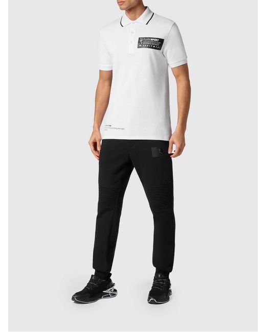 Philipp Plein White Short-Sleeved Cotton Polo Shirt With Contrasting Logo for men