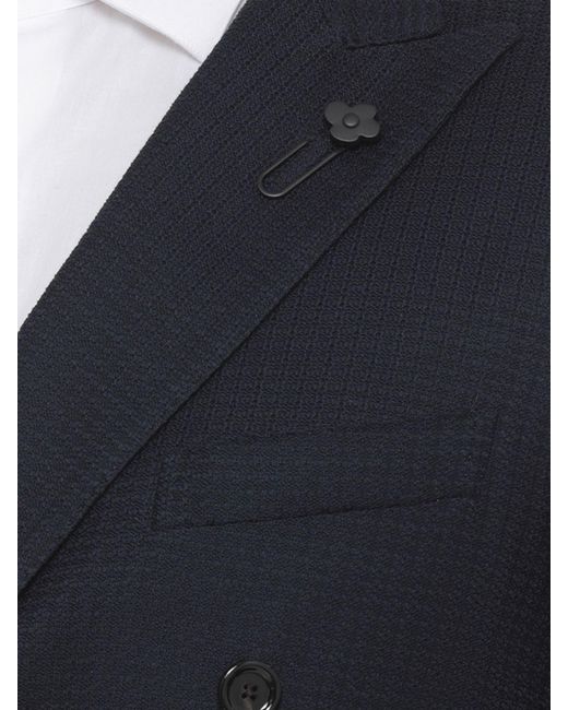 Lardini Blue Double-Breasted Cotton Blazer for men