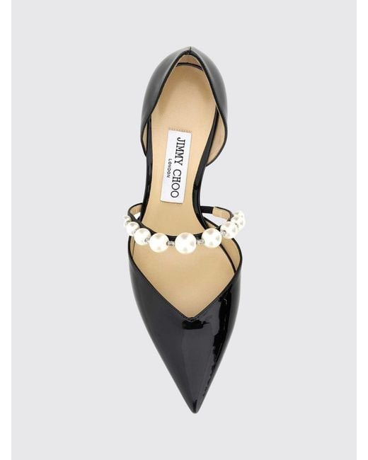 Jimmy Choo White Aurelie Patent Leather Pumps With Pearls And Stiletto Heel