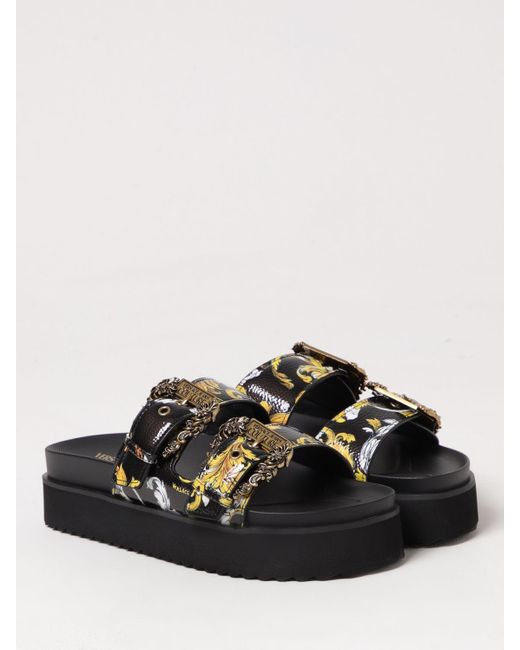 Versace Jeans Couture Black Flache Sandalen Damen