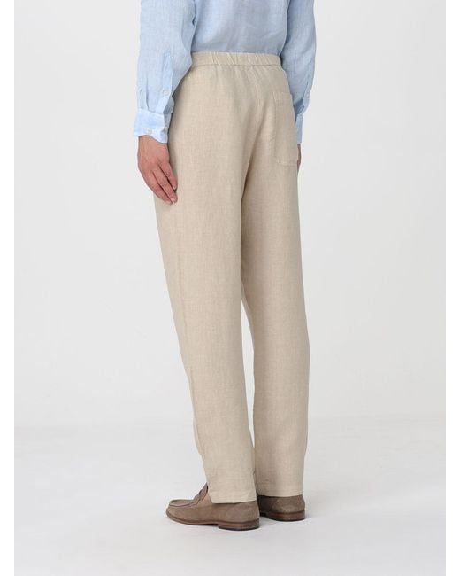 120% Lino Natural Linen Drawstring Trousers for men