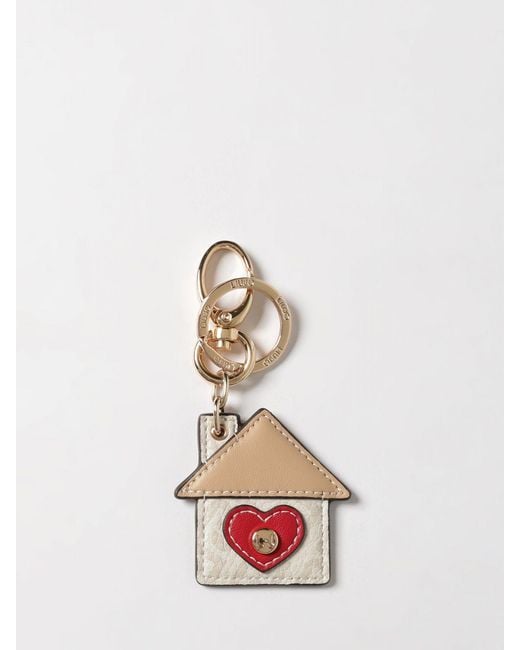 Liu Jo White Home Synthetic Leather And Brass Keychain