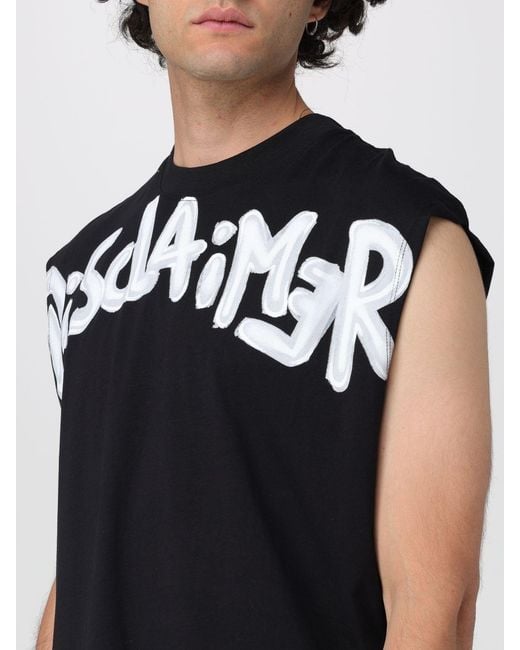 DISCLAIMER Black Cotton Tank Top With Logo for men