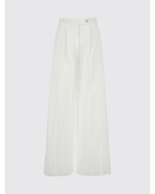 Semicouture White Cotton Poplin Trousers