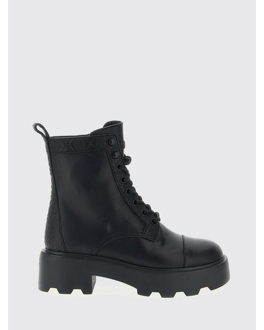 Tory Burch Black Leather Lace-Up Ankle Boots