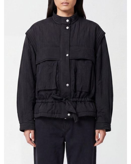 Isabel Marant Blue Blandina Cotton-Blend Bomber Jacket With High Neck And Drawstring