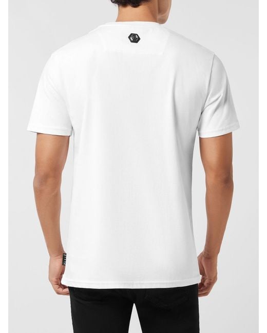 Philipp Plein White Printed Cotton T-Shirt for men