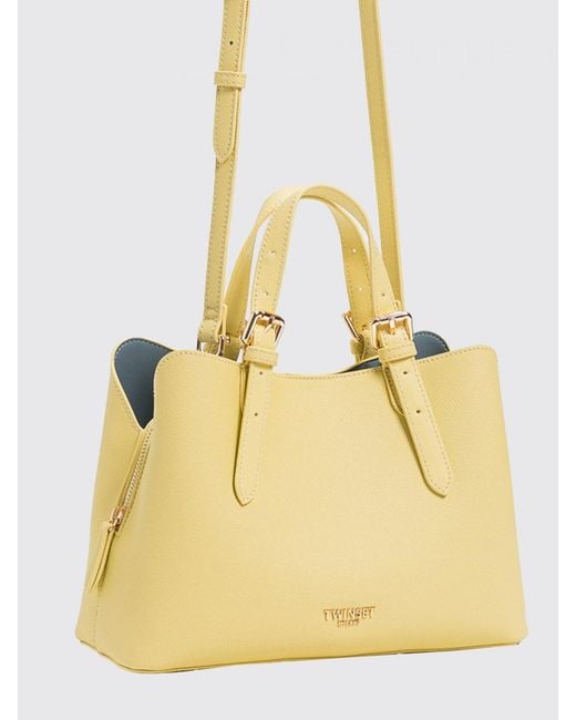 Twinset Yellow Grained Synthetic Leather Bag