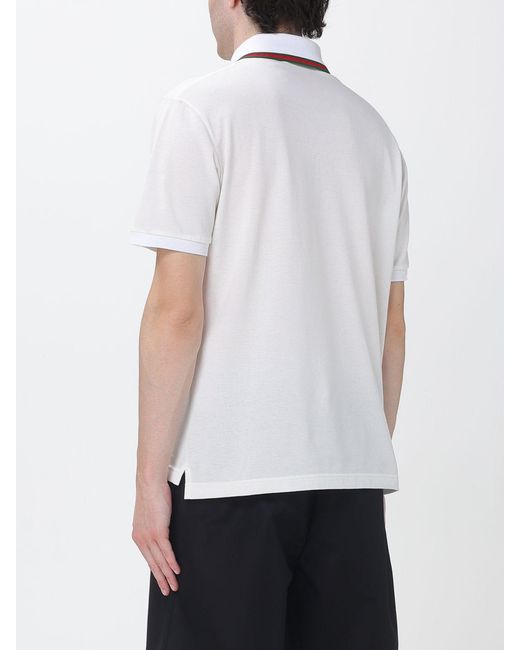 Gucci White Short-Sleeved Cotton Polo With Web Detail And Contrast Trim for men