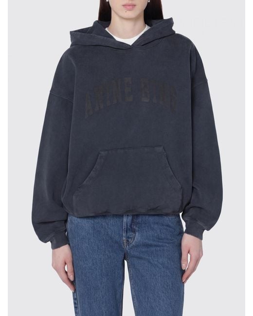 Anine Bing Blue Cotton Hooded Sweatshirt