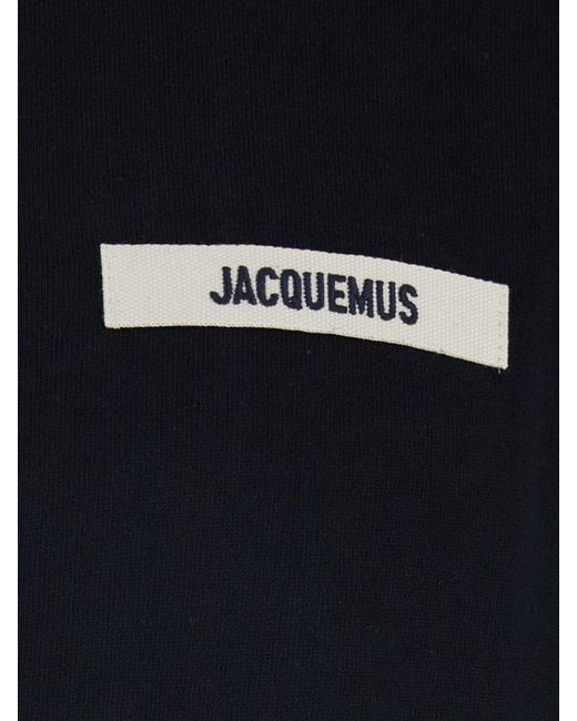 Jacquemus Blue Contrast Appliqué Logo Cotton Crew-Neck T-Shirt for men
