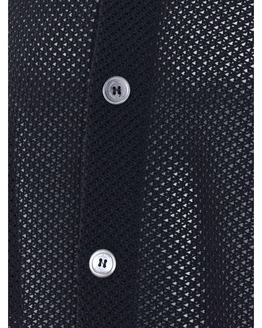 DUNST Black Crochet Knit Shirt for men