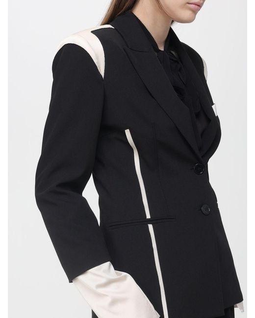 Patrizia Pepe Black Bicolor Single Breasted Blazer