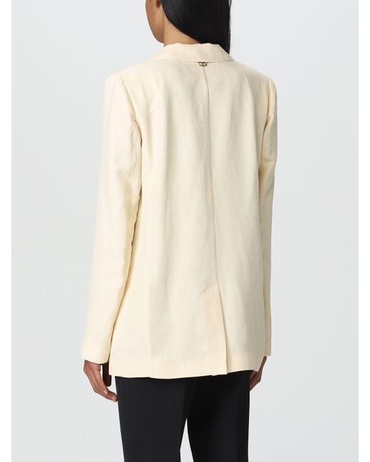 Twinset Natural Blazer In Linen Blend