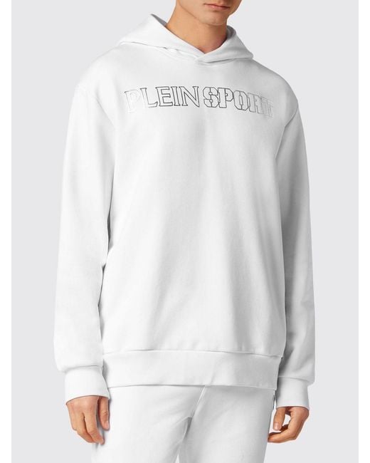 Philipp Plein White Graphic Print Cotton Hoodie With Dropped Shoulders for men