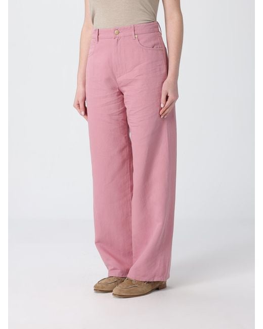 Max Mara Pink Cotton And Linen Trousers