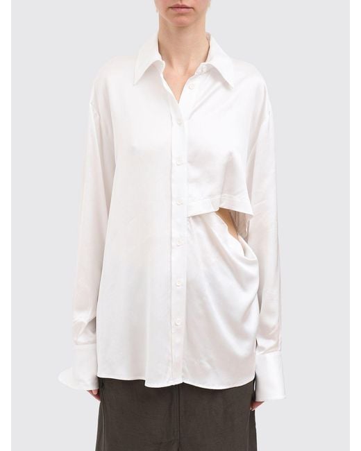Andrea Ya'aqov White Viscose Cut-Out Shirt